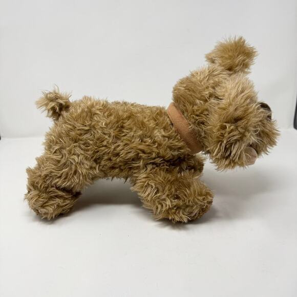 Toy Works Scruffy Brown Dog 14" Plush with Perky Ears Bone in Mouth and Collar - Picture 3 of 12